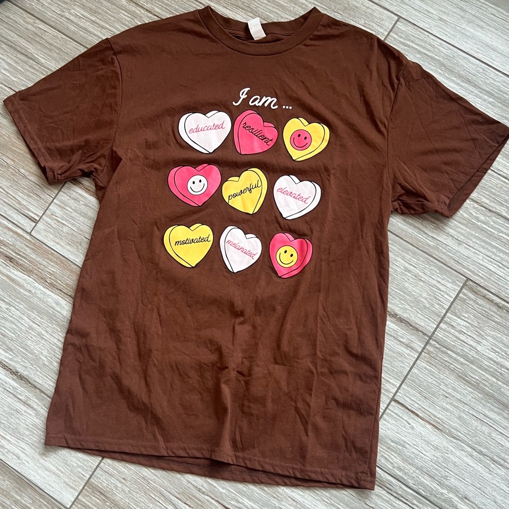 Brown Kids Shirt with Heart Graphics